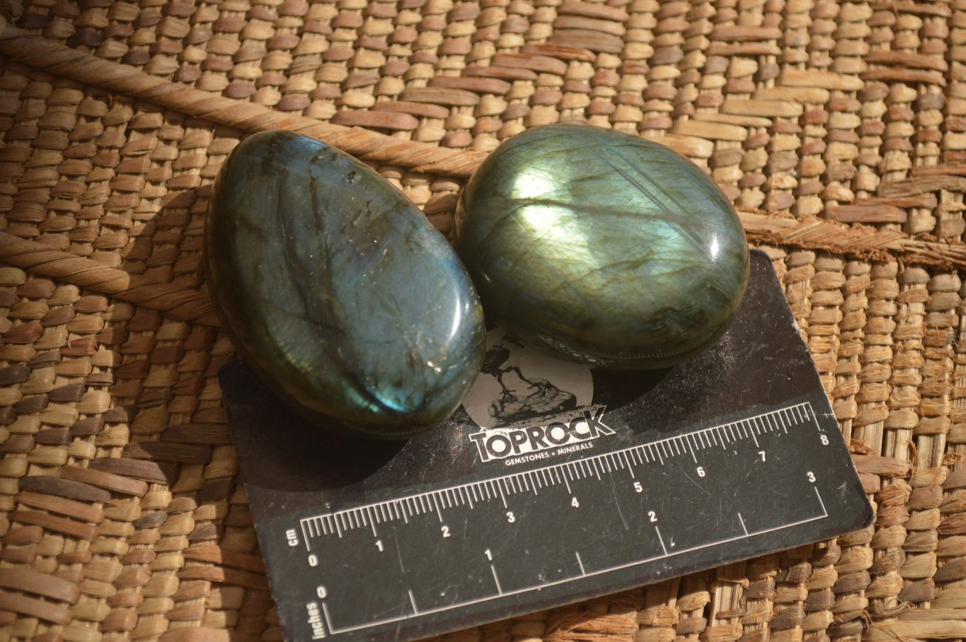 Polished  Flashy Labradorite Palm Stones  x 12 From Madagascar - Toprock Gemstones and Minerals 