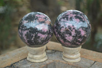 Polished Pink & Black Rhodonite Spheres  x 4 From Madagascar - Toprock Gemstones and Minerals 