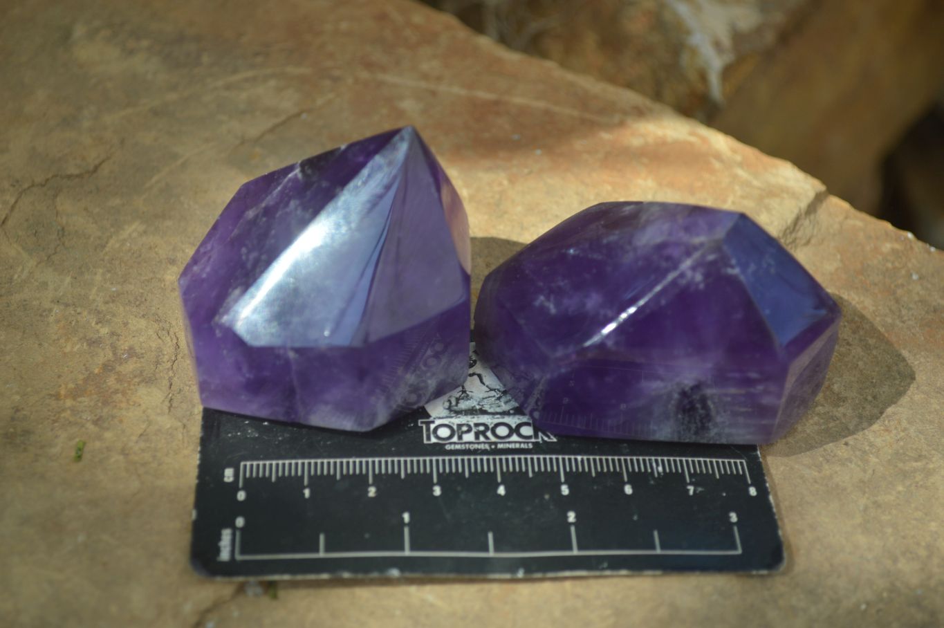 Polished Gemmy Chevron Amethyst Points  x 6 From Zambia - Toprock Gemstones and Minerals 