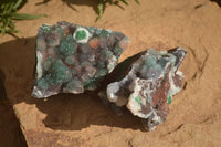Natural Drusy Coated Ball Malachite On Dolomite Matrix Specimens  x 2 From Likasi, Congo - Toprock Gemstones and Minerals 