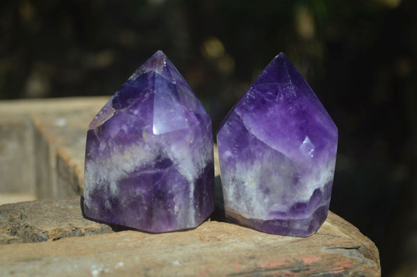 Polished Gemmy Chevron Amethyst Points  x 6 From Zambia - Toprock Gemstones and Minerals 