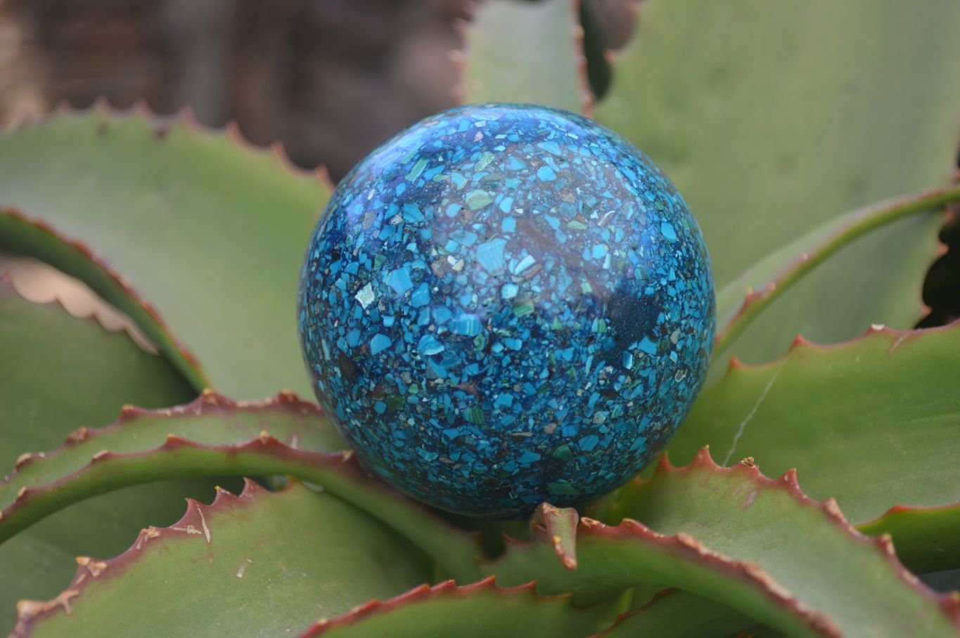 Polished  Conglomerate Chrysocolla Sphere With Azurite & Malachite  x 1 From Congo - Toprock Gemstones and Minerals 