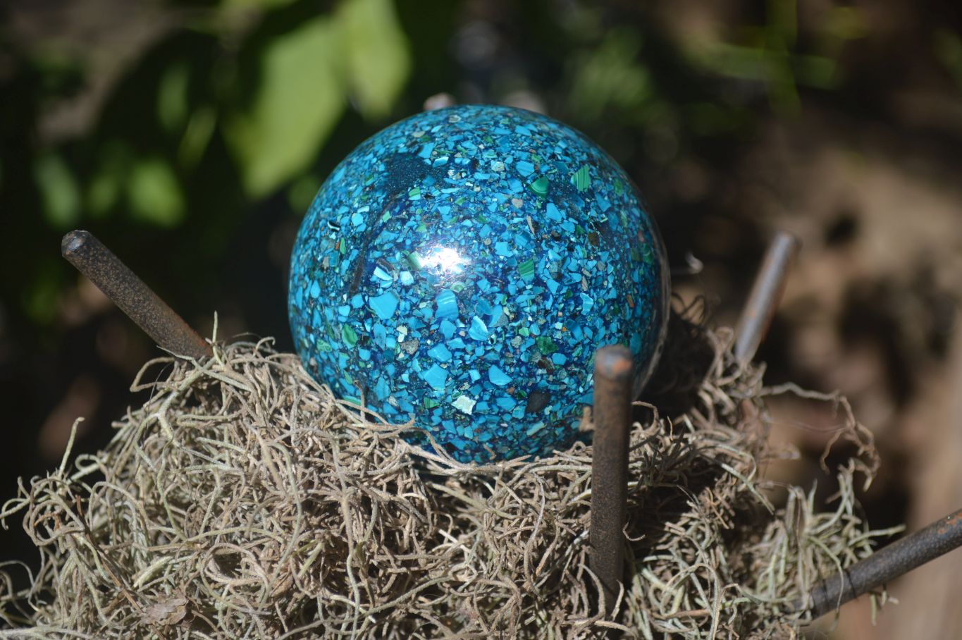 Polished  Conglomerate Chrysocolla Sphere With Azurite & Malachite  x 1 From Congo - Toprock Gemstones and Minerals 