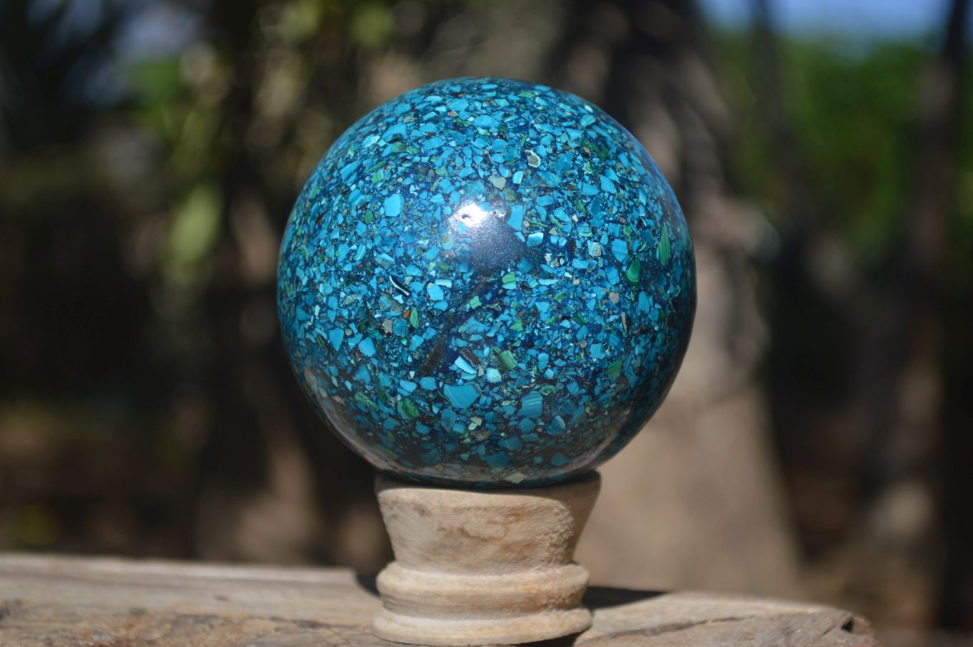 Polished  Conglomerate Chrysocolla Sphere With Azurite & Malachite  x 1 From Congo - Toprock Gemstones and Minerals 