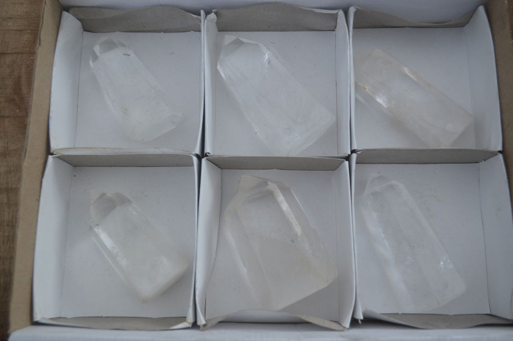 Polished Semi Optic Clear Quartz Points x 6 From Madagascar - Toprock Gemstones and Minerals 