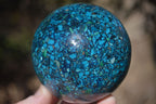 Polished  Conglomerate Chrysocolla Sphere With Azurite & Malachite  x 1 From Congo - Toprock Gemstones and Minerals 