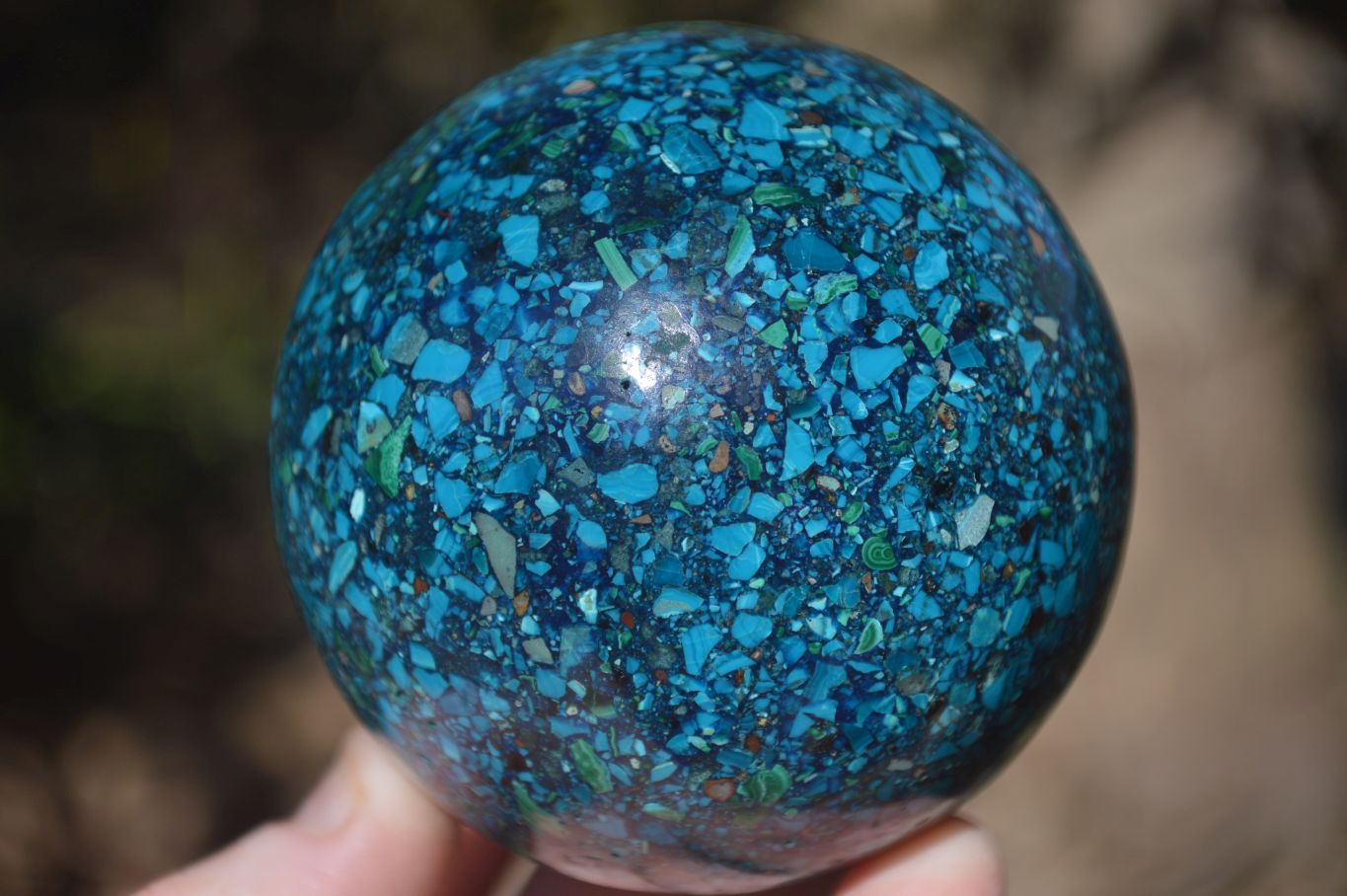 Polished  Conglomerate Chrysocolla Sphere With Azurite & Malachite  x 1 From Congo - Toprock Gemstones and Minerals 