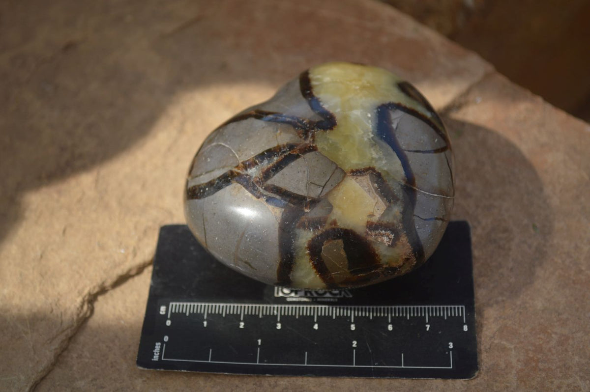 Polished Septerye (Calcite & Aragonite) Hearts x 6 From Mahajanga, Madagascar - Toprock Gemstones and Minerals 