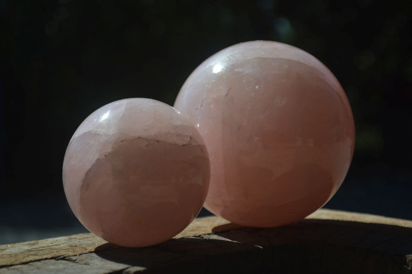 Polished Pink Rose Quartz Spheres  x 2 From Madagascar - Toprock Gemstones and Minerals 