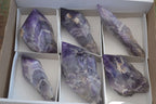 Polished "Witches Hat" Chevron Amethyst Crystals  x 6 From Zambia - Toprock Gemstones and Minerals 