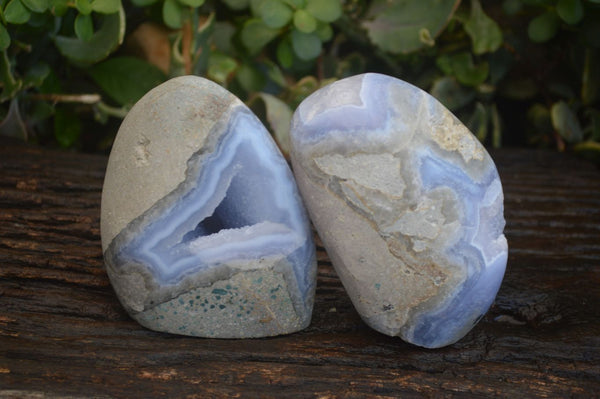 Polished Blue Lace Agate Standing Free Forms  x 2 From Nsanje, Malawi