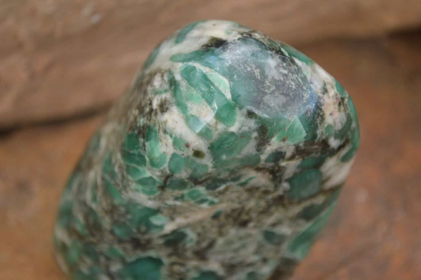 Polished Rare Emerald In Matrix Standing Free Form x 1 From Sandawana, Zimbabwe - Toprock Gemstones and Minerals 