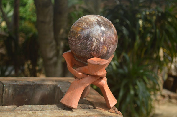 Polished Petrified Podocarpus Wood Sphere & Stand  x 2 From Mahajanga, Madagascar - Toprock Gemstones and Minerals 