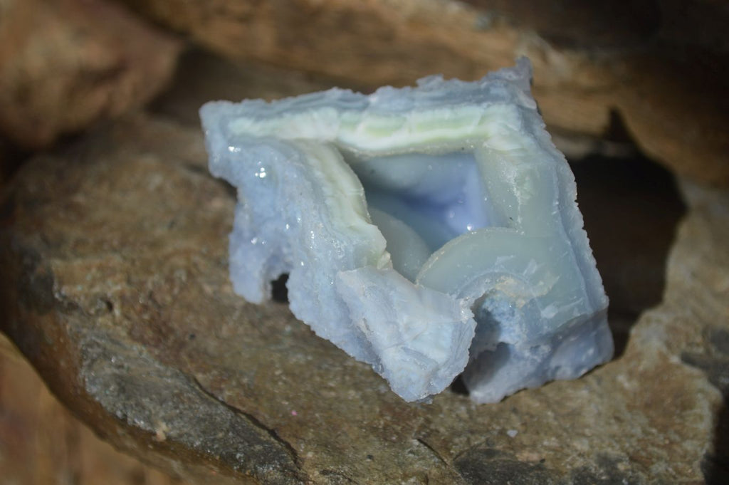 Natural Etched Blue Chalcedony Specimens  x 6 From Nsanje, Malawi - Toprock Gemstones and Minerals 
