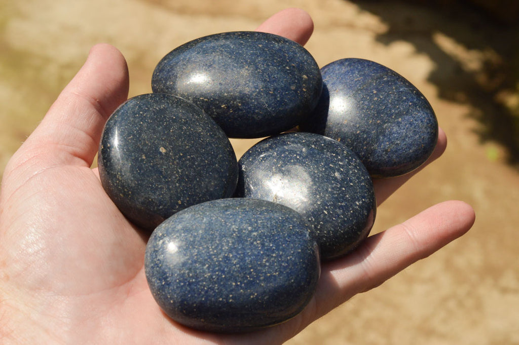 Polished Blue Lazulite Palm Stones  x 12 From Madagascar - TopRock