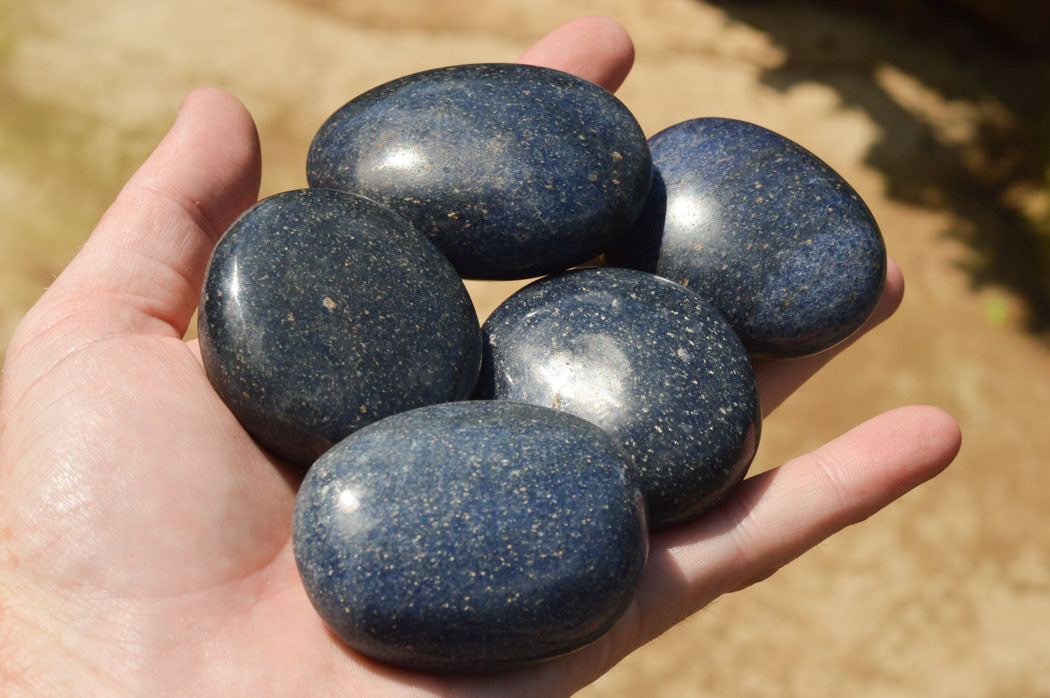 Polished Blue Lazulite Palm Stones  x 12 From Madagascar - TopRock