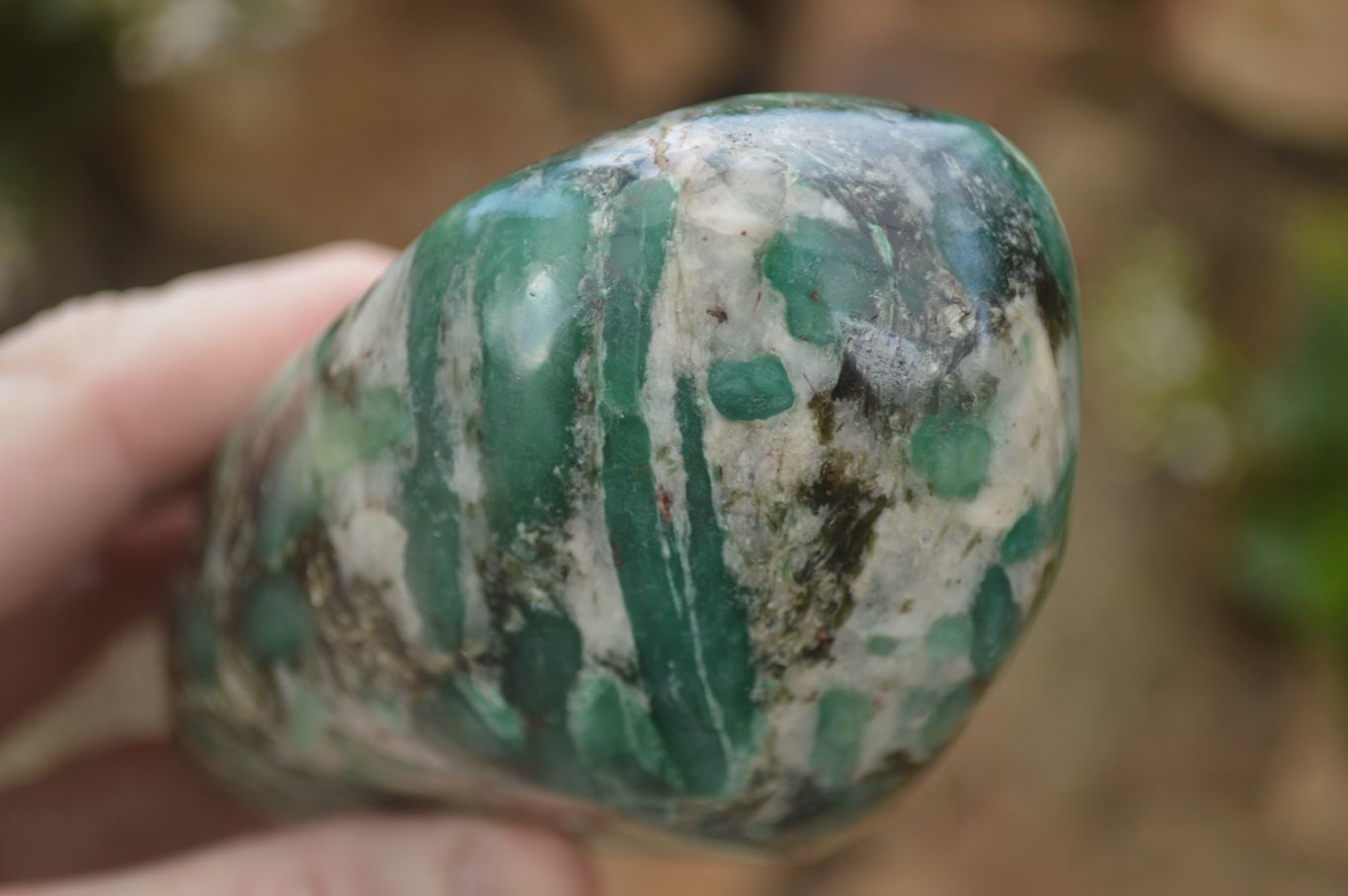 Polished Rare Emerald In Matrix Standing Free Form x 1 From Sandawana, Zimbabwe - Toprock Gemstones and Minerals 