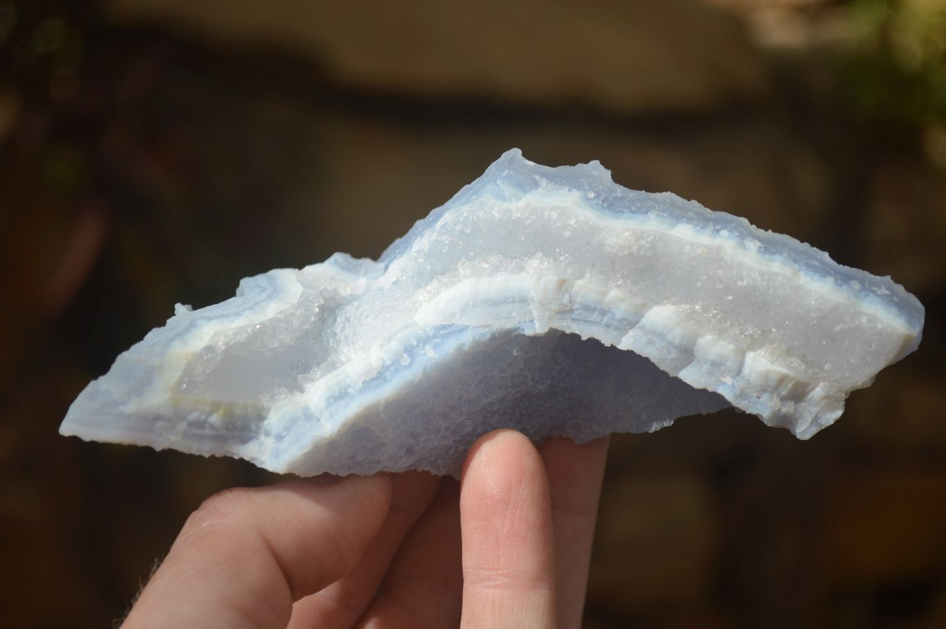 Natural Etched Blue Chalcedony Specimens  x 6 From Nsanje, Malawi - Toprock Gemstones and Minerals 