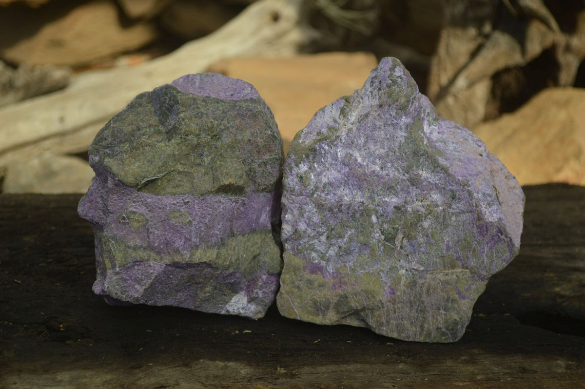 Natural Rough Stichtite & Serpentine Specimens x 3 From Barberton, South Africa - Toprock Gemstones and Minerals 