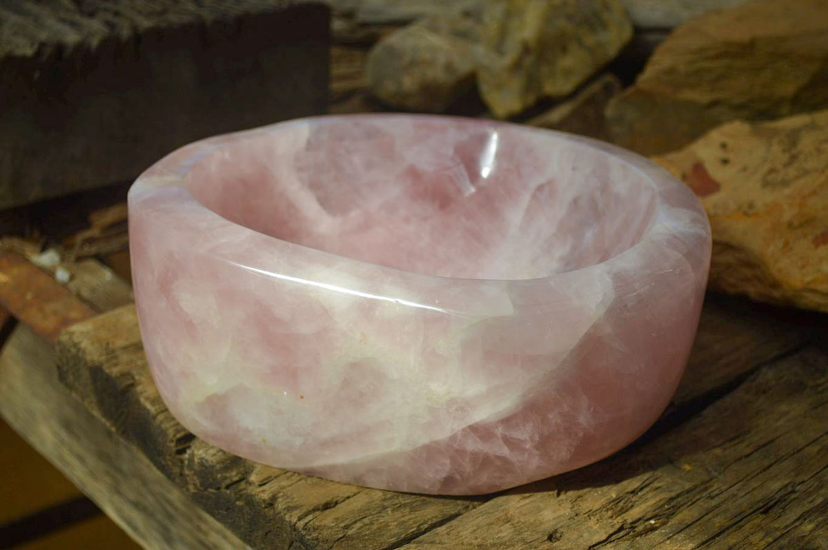 Polished Pink Rose Quartz Bowl x 1 From Ambatondrazaka, Madagascar - Toprock Gemstones and Minerals 