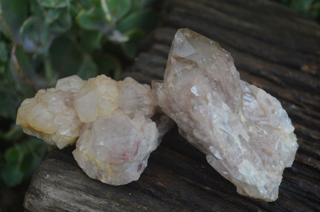 Natural Cascading White Phantom Smokey Quartz Clusters  x 6 From Luena, Congo - Toprock Gemstones and Minerals 