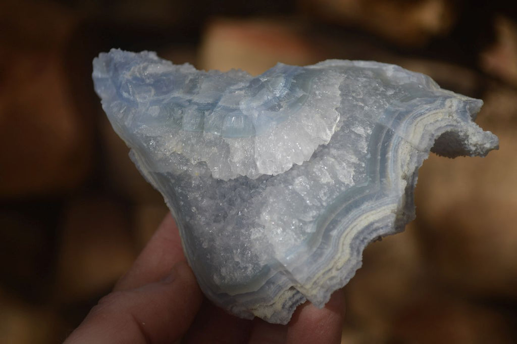 Natural Etched Blue Chalcedony Specimens  x 6 From Nsanje, Malawi - Toprock Gemstones and Minerals 