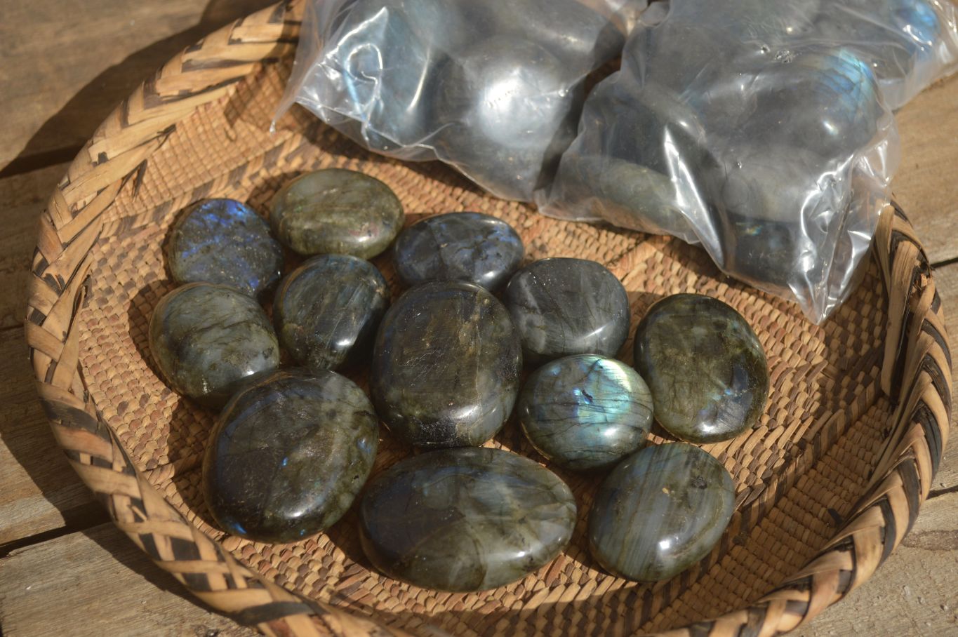 Polished Labradorite Galets (Palm Stones)  - Sold per 1 kg - From Tulear, Madagascar - Toprock Gemstones and Minerals 