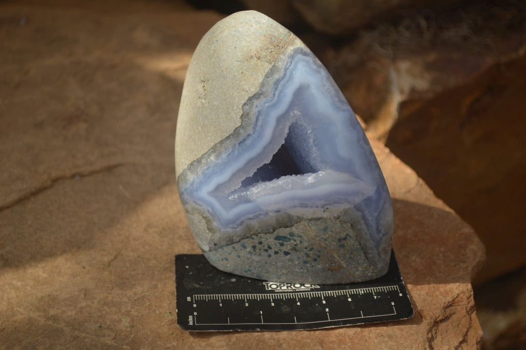 Polished Blue Lace Agate Standing Free Forms  x 2 From Nsanje, Malawi - Toprock Gemstones and Minerals 