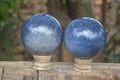 Polished Blue Lazulite Spheres  x 2 From Madagascar - Toprock Gemstones and Minerals 