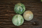 Polished  Green Chrysoprase Spheres  x 3 From Ambatondrazaka, Madagascar - Toprock Gemstones and Minerals 