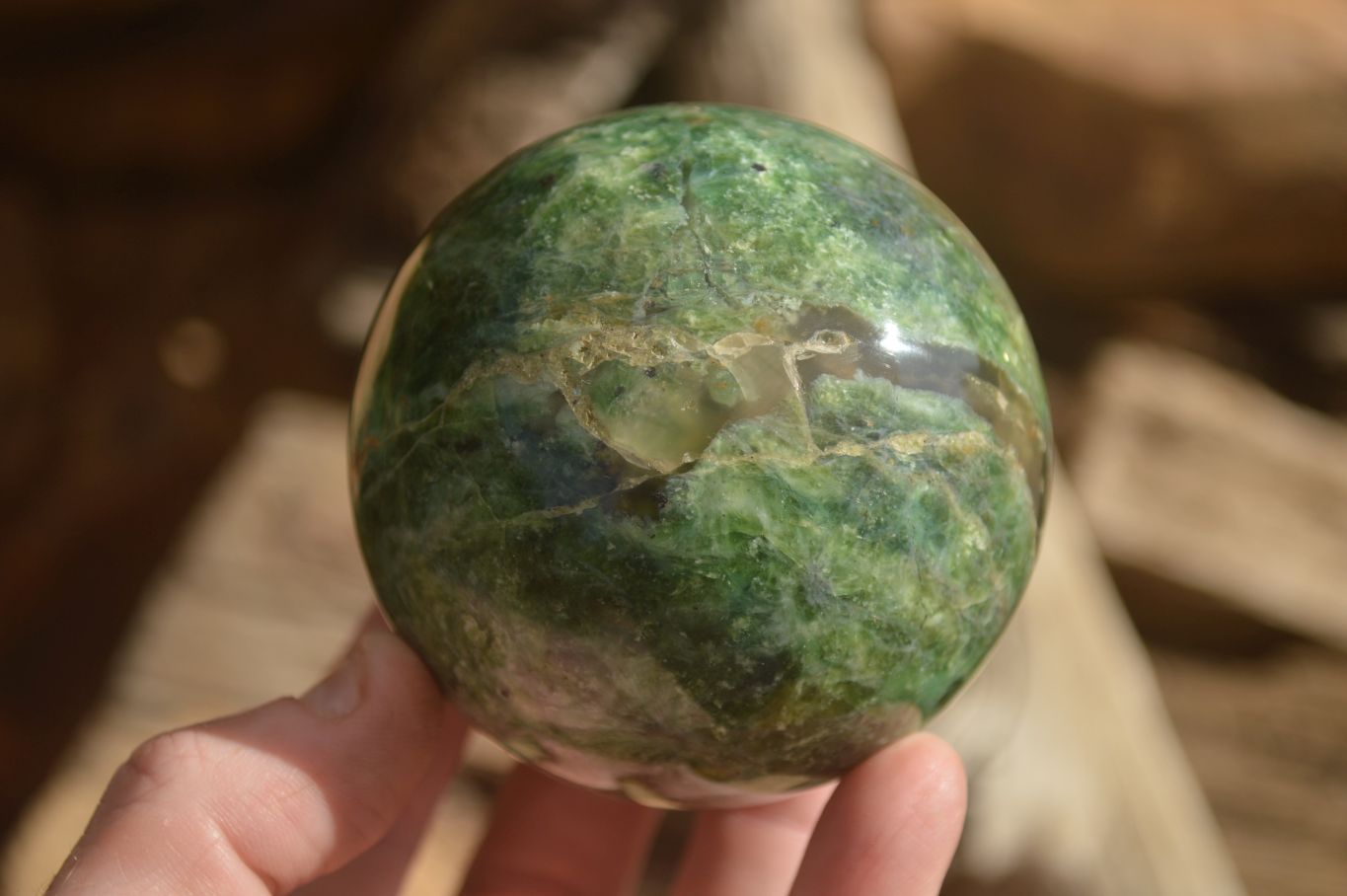 Polished  Green Chrysoprase Spheres  x 3 From Ambatondrazaka, Madagascar - Toprock Gemstones and Minerals 