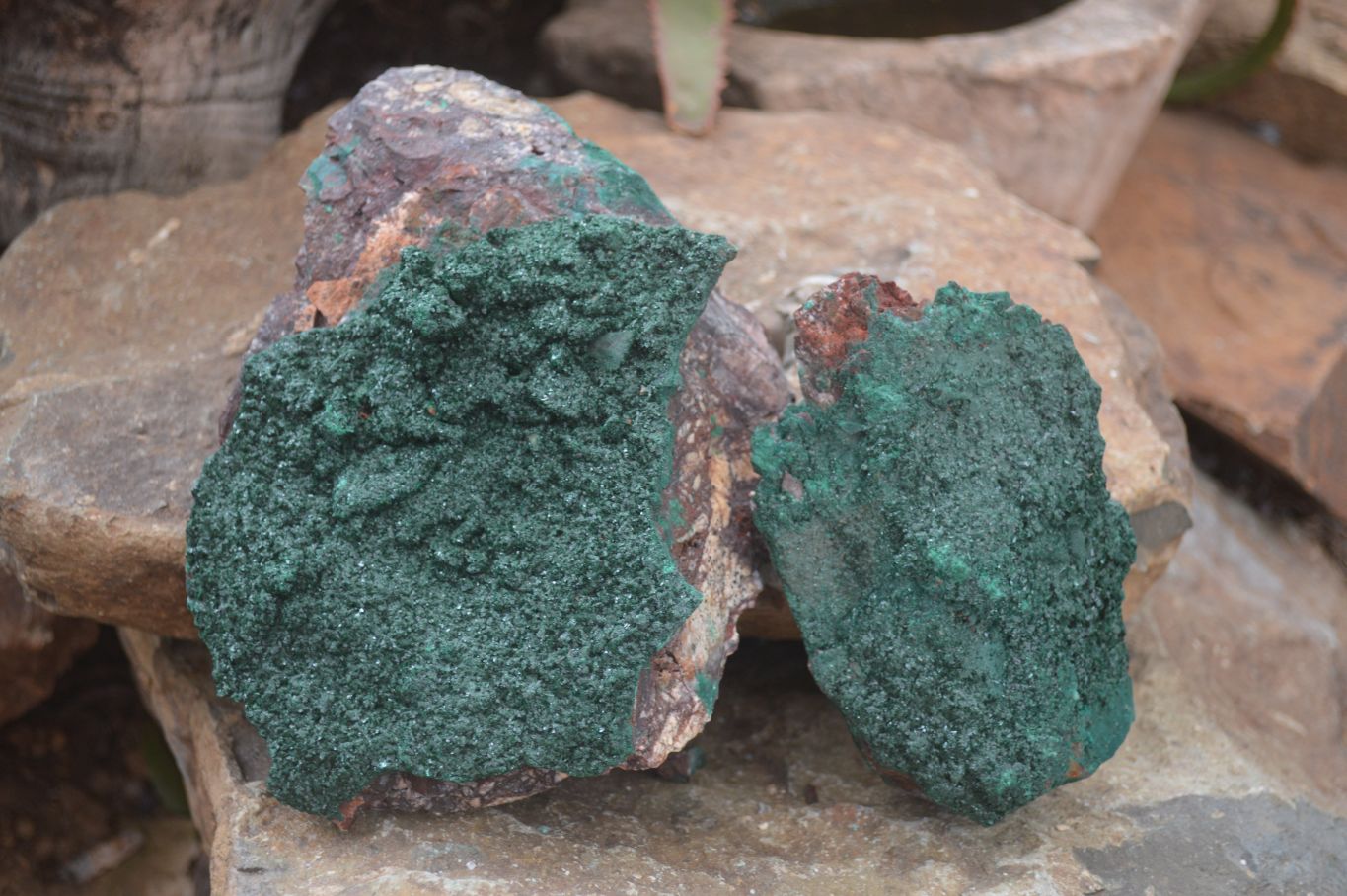 Natural Crystalline Malachite Specimens  x 2 From Congo - Toprock Gemstones and Minerals 