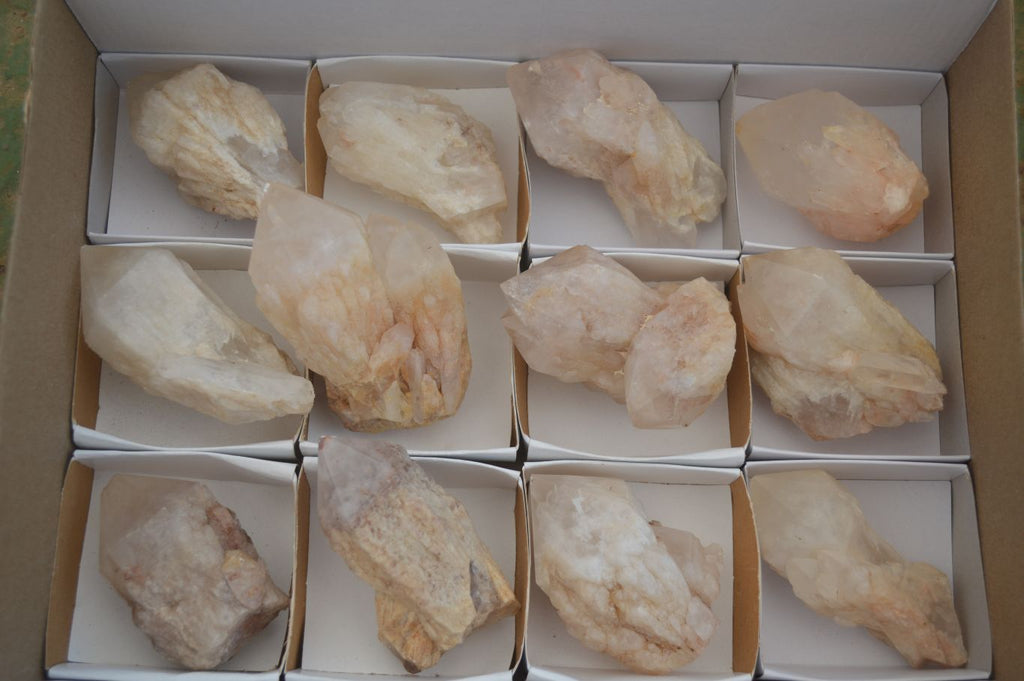 Natural Highly Selected Pineapple Candle Quartz Crystals  x 12 From Antsirabe, Madagascar - Toprock Gemstones and Minerals 