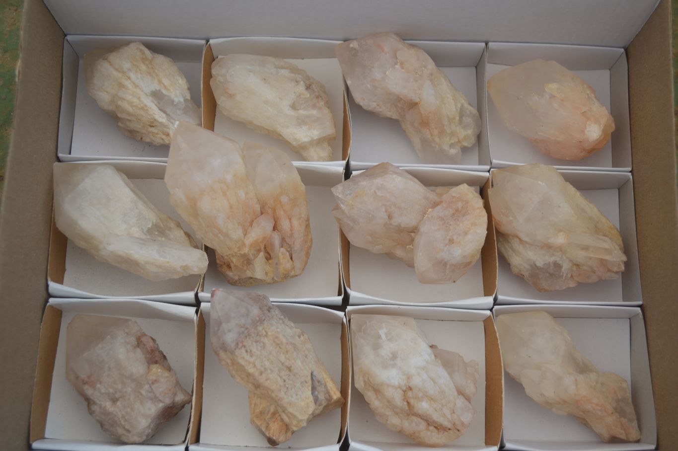 Natural Highly Selected Pineapple Candle Quartz Crystals  x 12 From Antsirabe, Madagascar - Toprock Gemstones and Minerals 