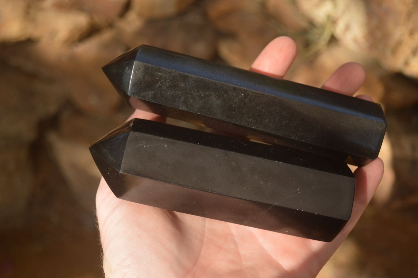 Polished Black Basalt Points x 4 From Antsirabe, Madagascar - Toprock Gemstones and Minerals 