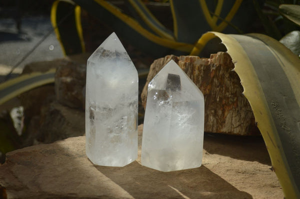 Polished Clear Quartz Crystal Points x 2 From Madagascar - Toprock Gemstones and Minerals 