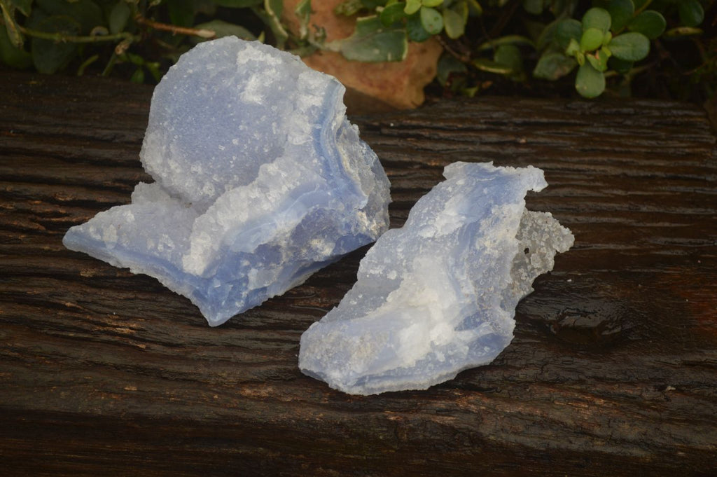 Natural Etched Blue Chalcedony Specimens x 2 From Nsanje, Malawi - Toprock Gemstones and Minerals 
