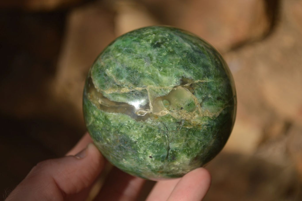 Polished  Green Chrysoprase Spheres  x 3 From Ambatondrazaka, Madagascar - Toprock Gemstones and Minerals 