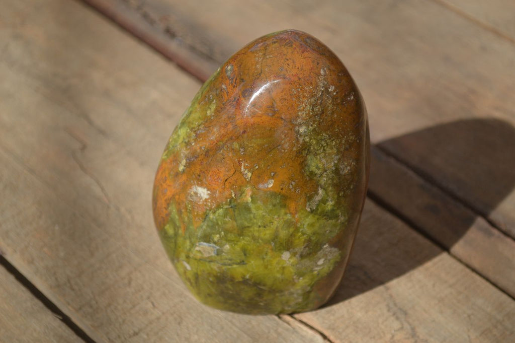 Polished Green Opal Standing Free Forms  x 2 From Madagascar - Toprock Gemstones and Minerals 