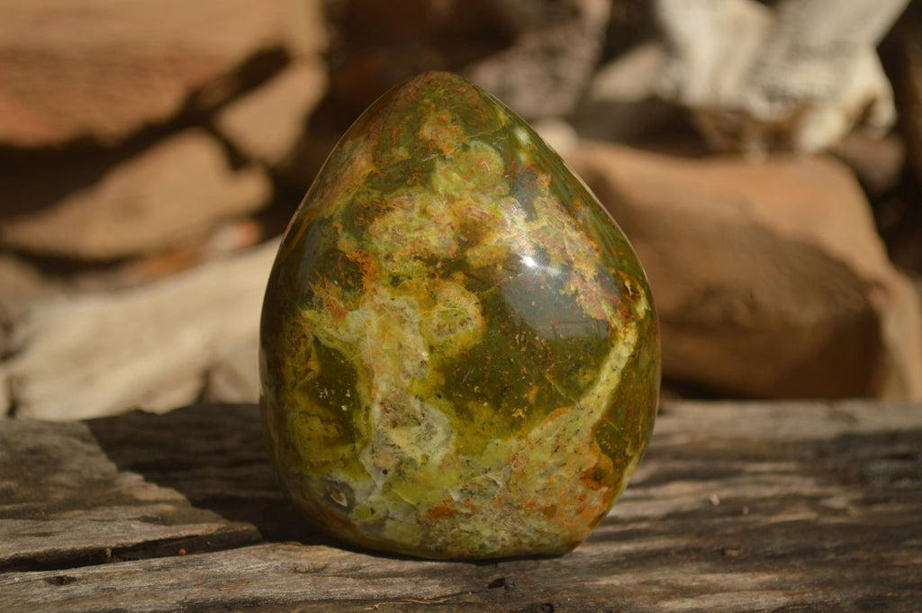Polished  Green Opal Standing Free Forms  x 2 From Antsirabe, Madagascar - Toprock Gemstones and Minerals 