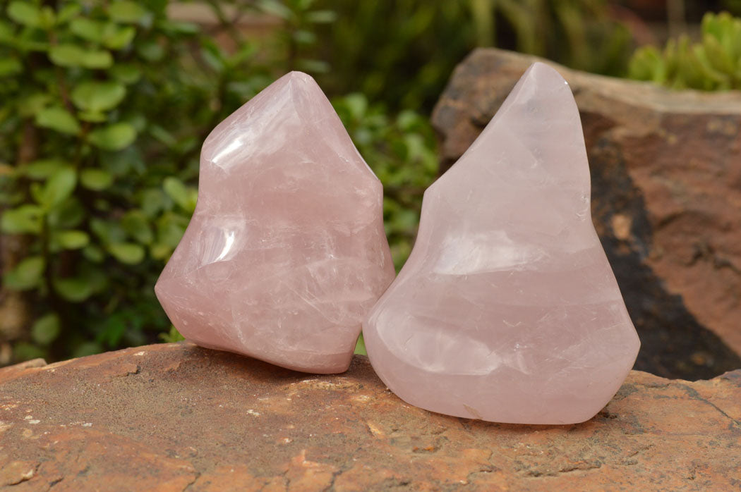 Polished Pink Rose Quartz Flames  x 4 From Ambatondrazaka, Madagascar - TopRock