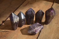 Polished Dark Purple Amethyst Points x 6 From Zambia - Toprock Gemstones and Minerals 