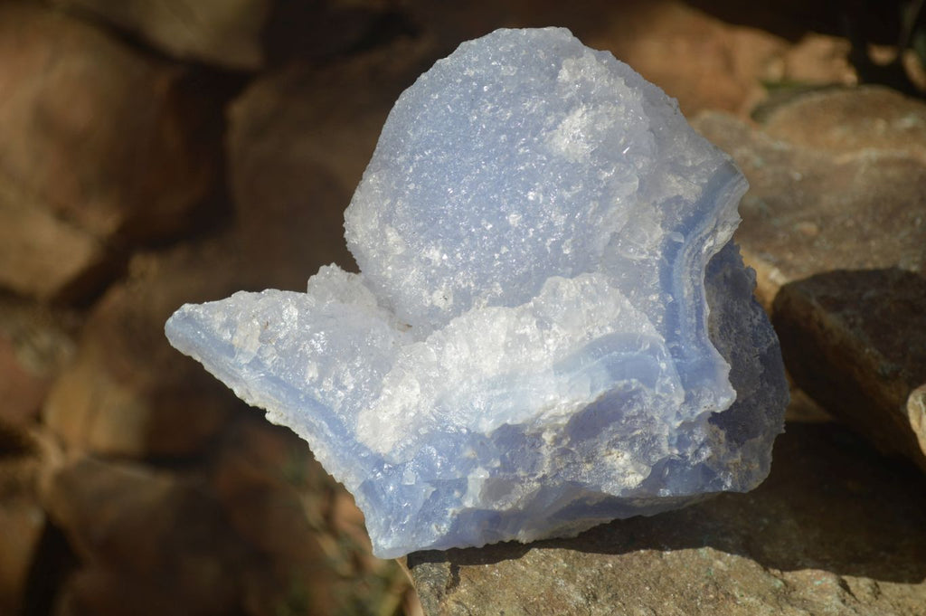 Natural Etched Blue Chalcedony Specimens x 2 From Nsanje, Malawi - Toprock Gemstones and Minerals 