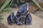 Polished Dark Chevron Amethyst Points x 3 From Zambia - Toprock Gemstones and Minerals 