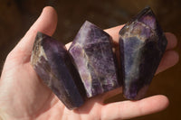 Polished Dark Purple Amethyst Points x 6 From Zambia - Toprock Gemstones and Minerals 