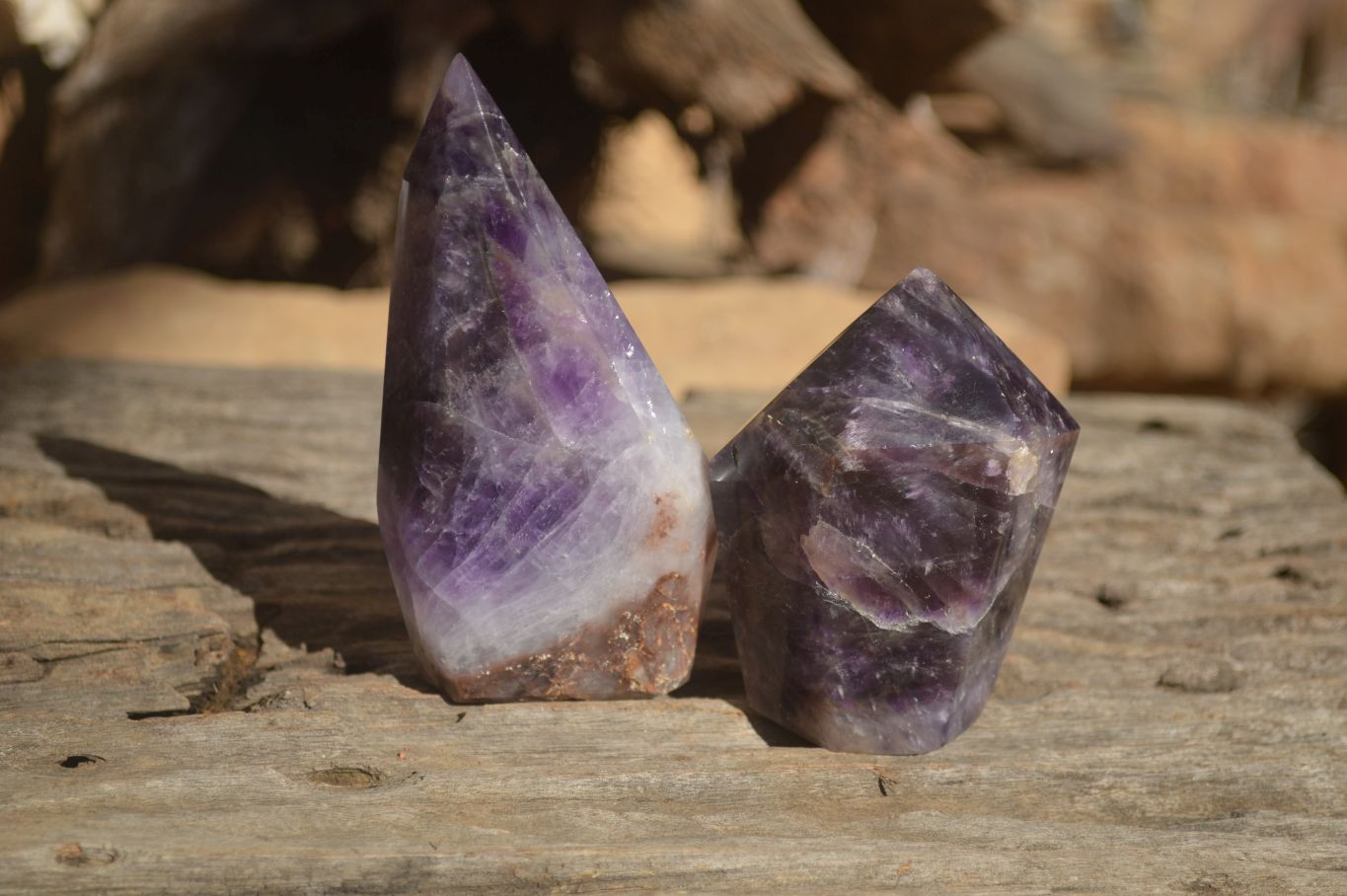 Polished  Stunning Chevron Amethyst Points x 6 From Zambia - Toprock Gemstones and Minerals 