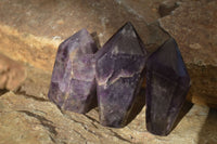 Polished Dark Purple Amethyst Points x 6 From Zambia - Toprock Gemstones and Minerals 