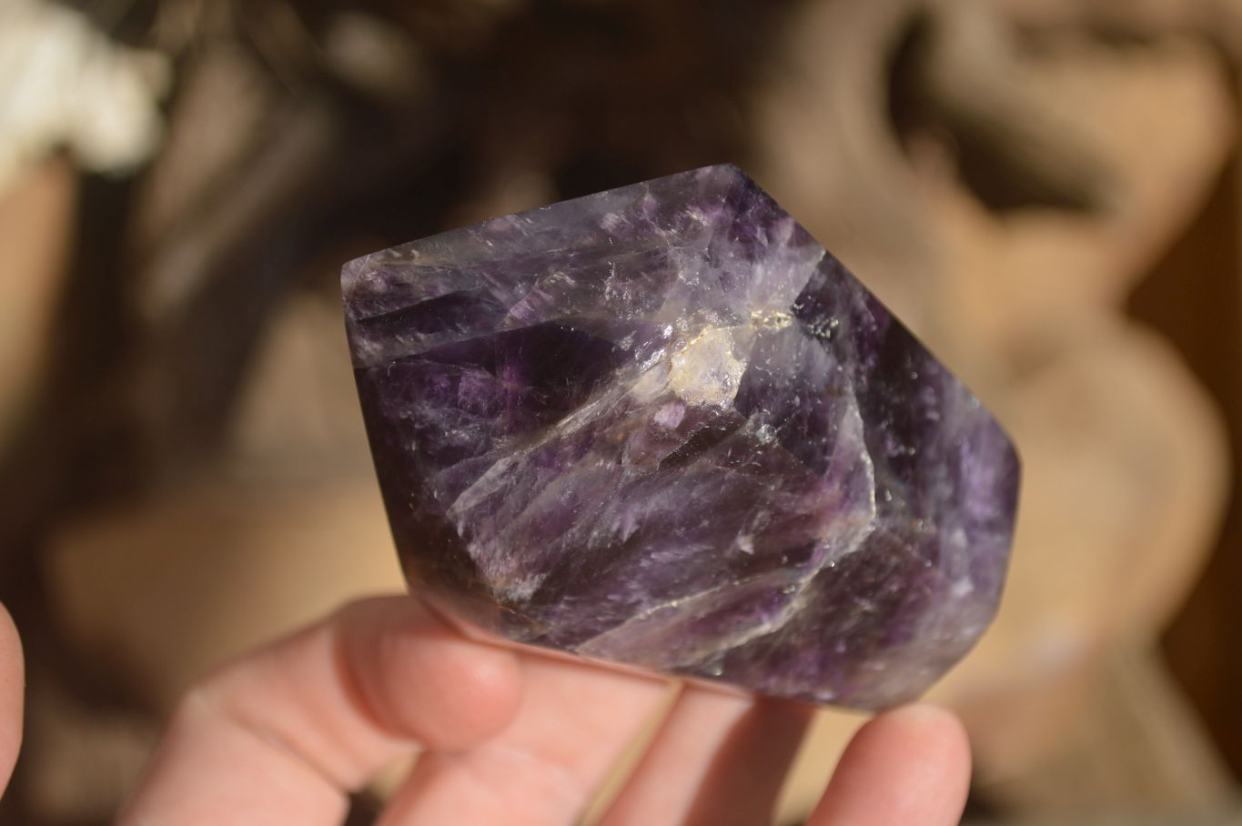 Polished  Stunning Chevron Amethyst Points x 6 From Zambia - Toprock Gemstones and Minerals 