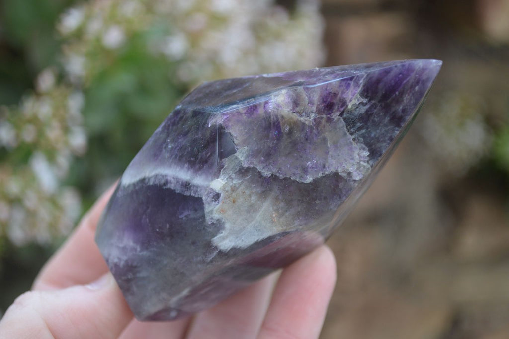Polished Dark Chevron Amethyst Points x 3 From Zambia - Toprock Gemstones and Minerals 