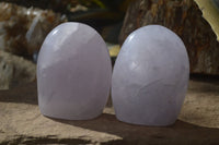 Polished Blue Girasol Rose Quartz Standing Free Forms x 2 From Madagascar - Toprock Gemstones and Minerals 